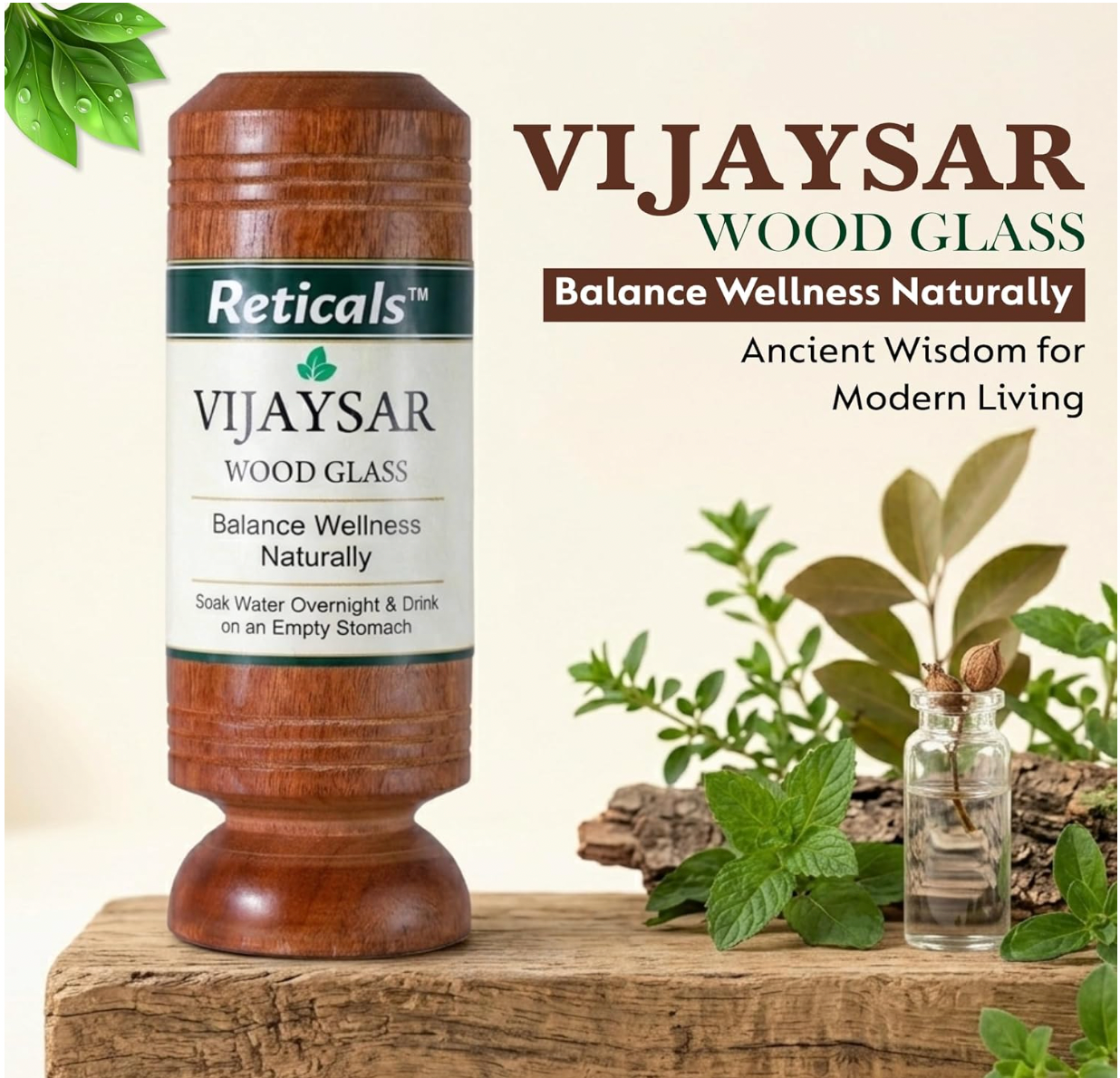 Herbal Wooden Tumbler (4 Inch)